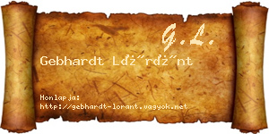 Gebhardt Lóránt névjegykártya